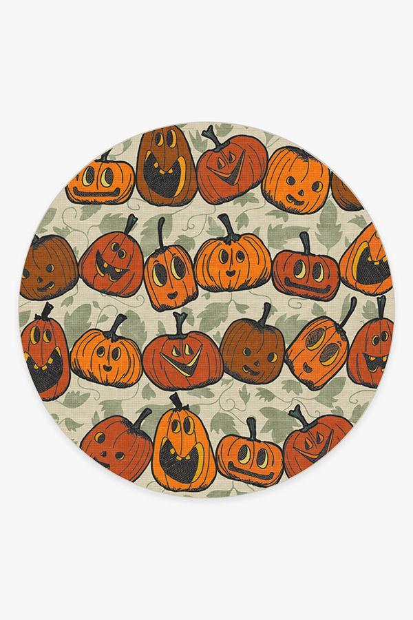 Jack O Lantern Orange Rug 8' Round | Stain-Resistant