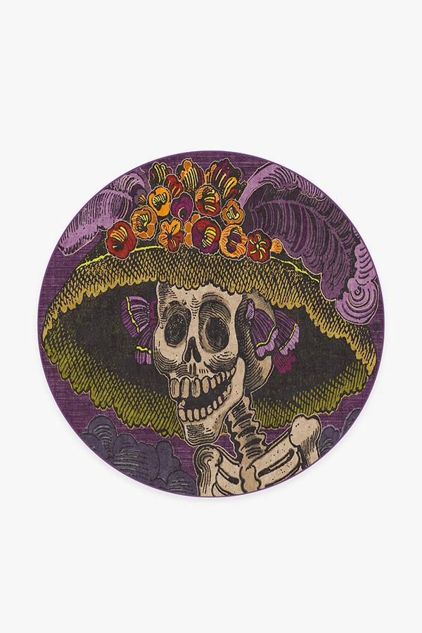 Jose Posada Calavera Catrina Rug 6' Round | Stain-Resistant