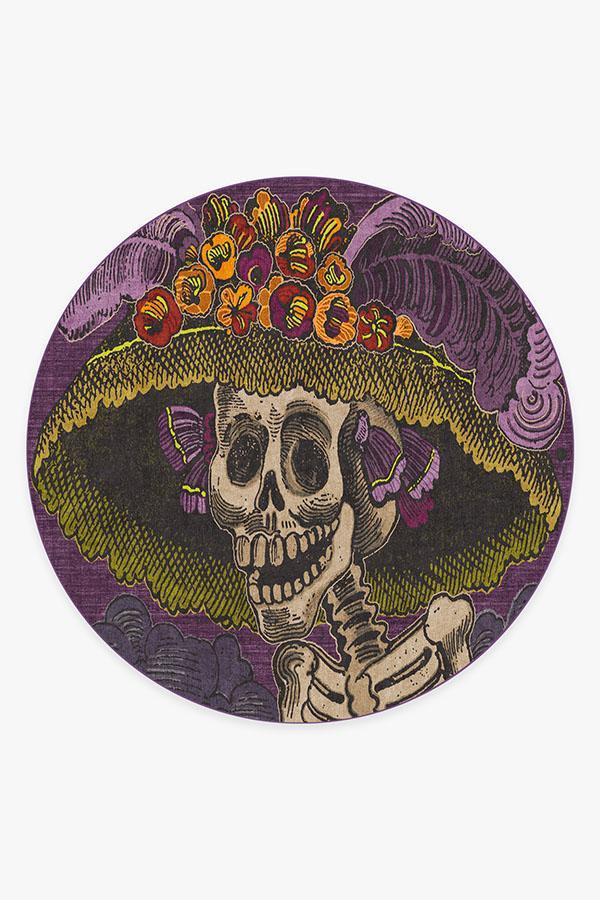 Jose Posada Calavera Catrina Rug 8' Round | Stain-Resistant