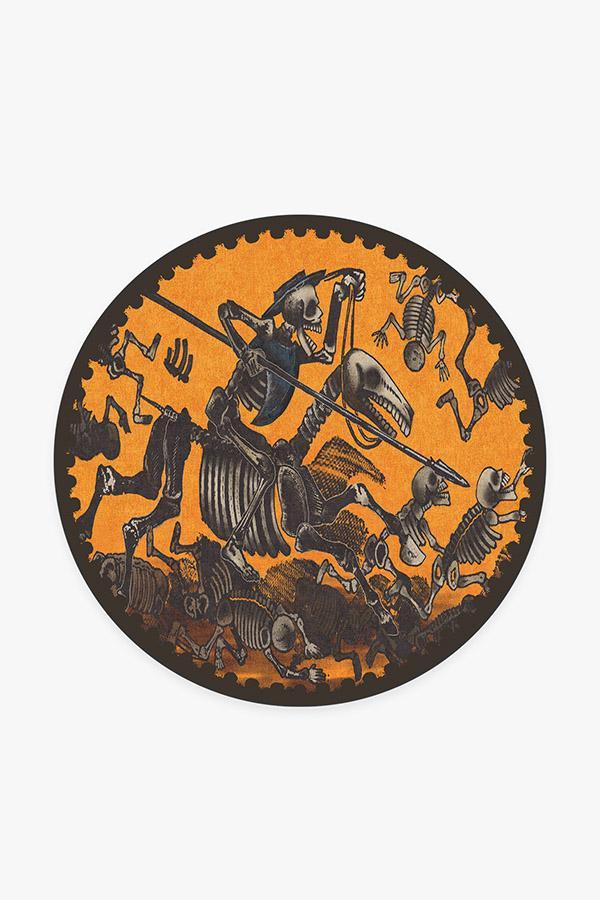 Jose Posada Calavera Don Quijote Rug 6' Round | Stain-Resistant