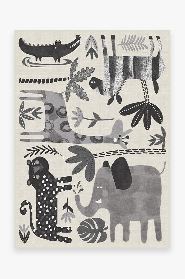 Jungle Safari Black & White Rug 5'x7' | Stain-Resistant