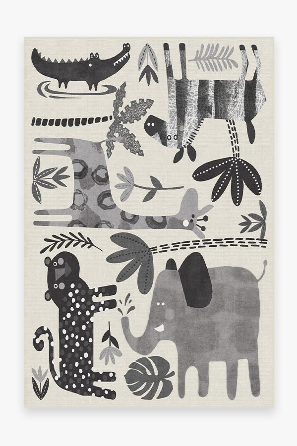 Jungle Safari Black & White Rug 6'x9' | Stain-Resistant