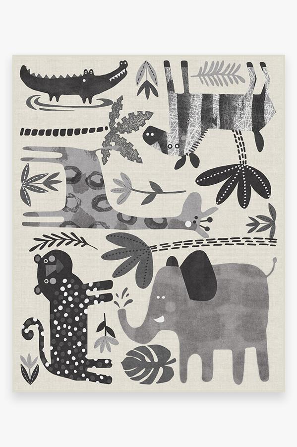 Jungle Safari Black & White Rug 8'x10' | Stain-Resistant