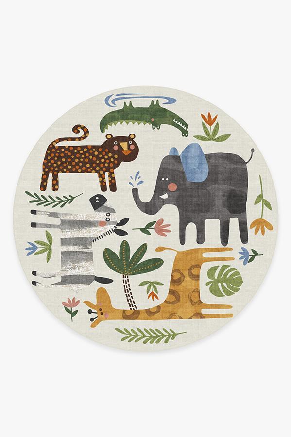 Jungle Safari Multicolor Rug 8' Round | Stain-Resistant