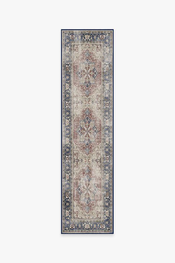 Kamran Royal Blue Rug 2.5'x10' | Stain-Resistant