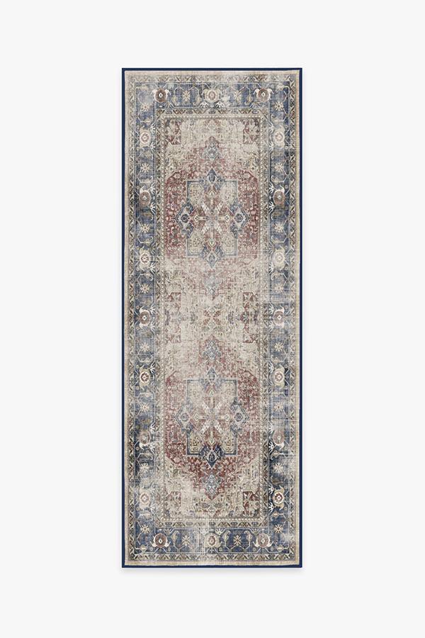 Kamran Royal Blue Rug 2.5'x7' | Stain-Resistant