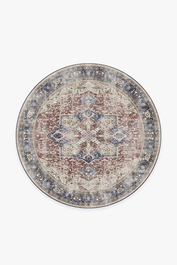 Kamran Royal Blue Rug 6' Round | Stain-Resistant