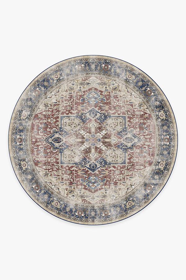 Kamran Royal Blue Rug 8' Round | Stain-Resistant