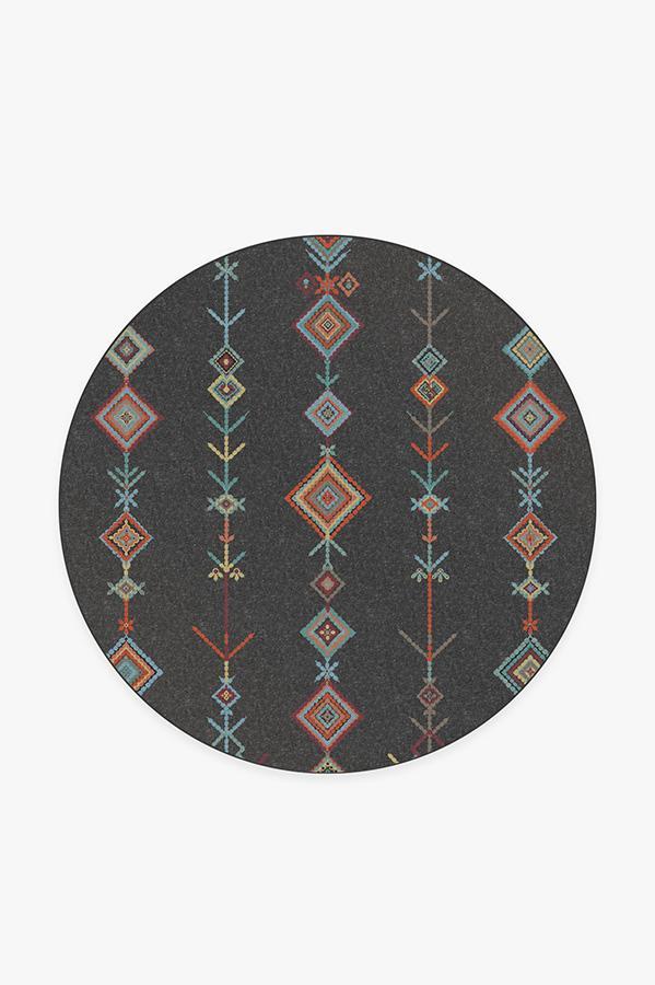 Kenza Charcoal Rug 6' Round | Stain-Resistant