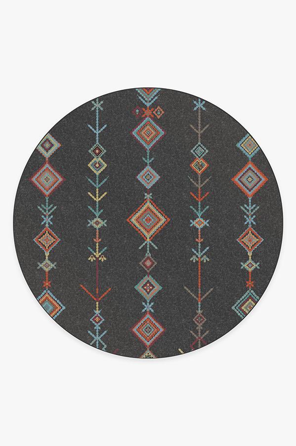 Kenza Charcoal Rug 8' Round | Stain-Resistant
