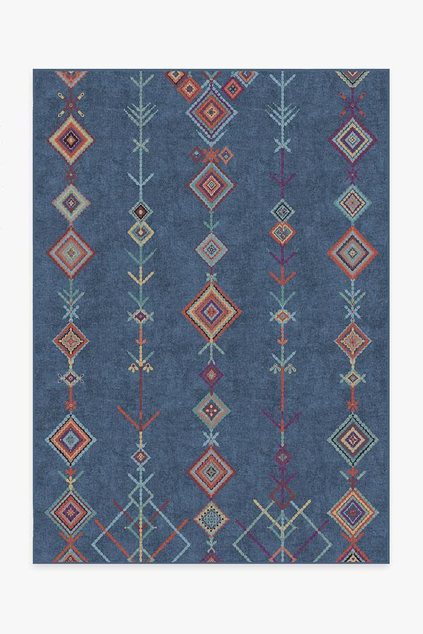 Kenza Ocean Blue Rug 5'x7' | Stain-Resistant