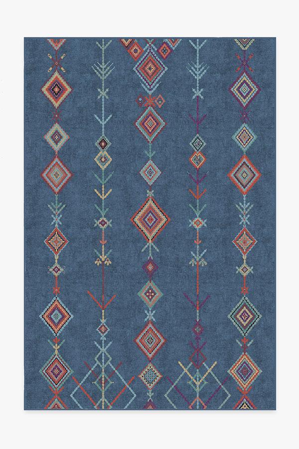 Kenza Ocean Blue Rug 6'x9' | Stain-Resistant