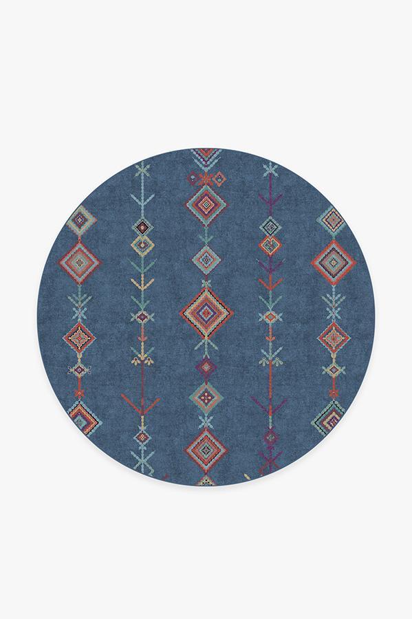 Kenza Ocean Blue Rug 6' Round | Stain-Resistant