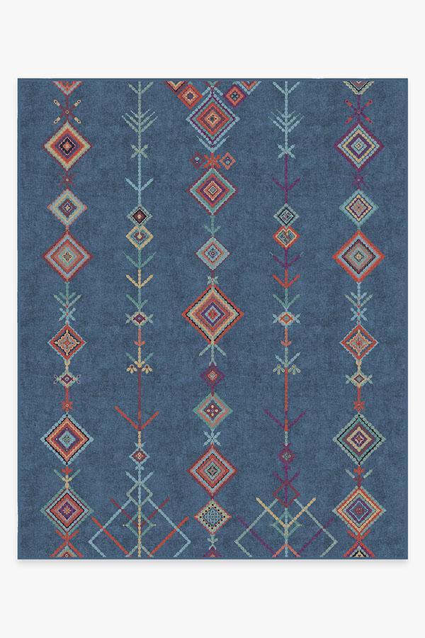 Kenza Ocean Blue Rug 8'x10' | Stain-Resistant