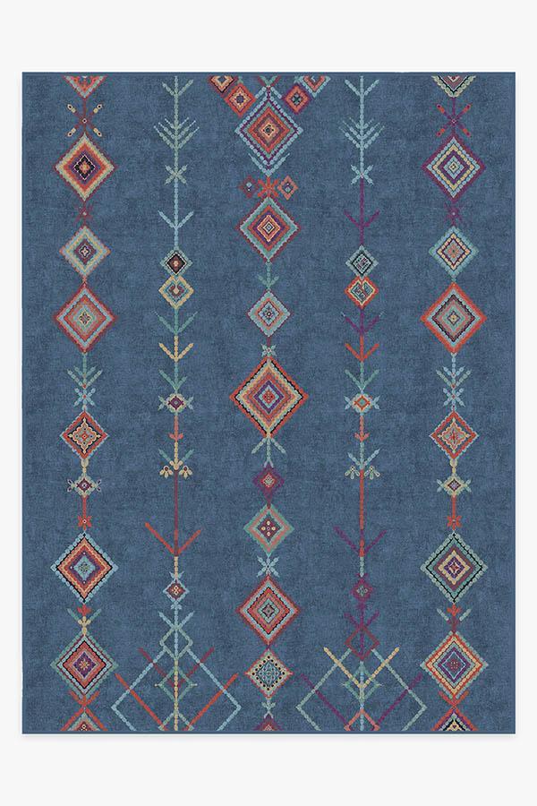Kenza Ocean Blue Rug 9'x12' | Stain-Resistant
