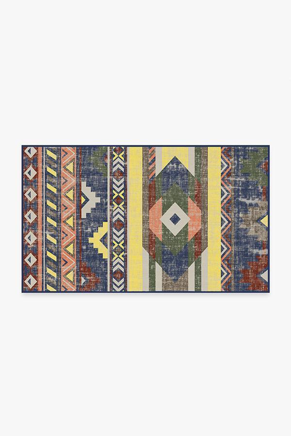 Kilim Batik Navy Rug 3'x5' | Stain-Resistant