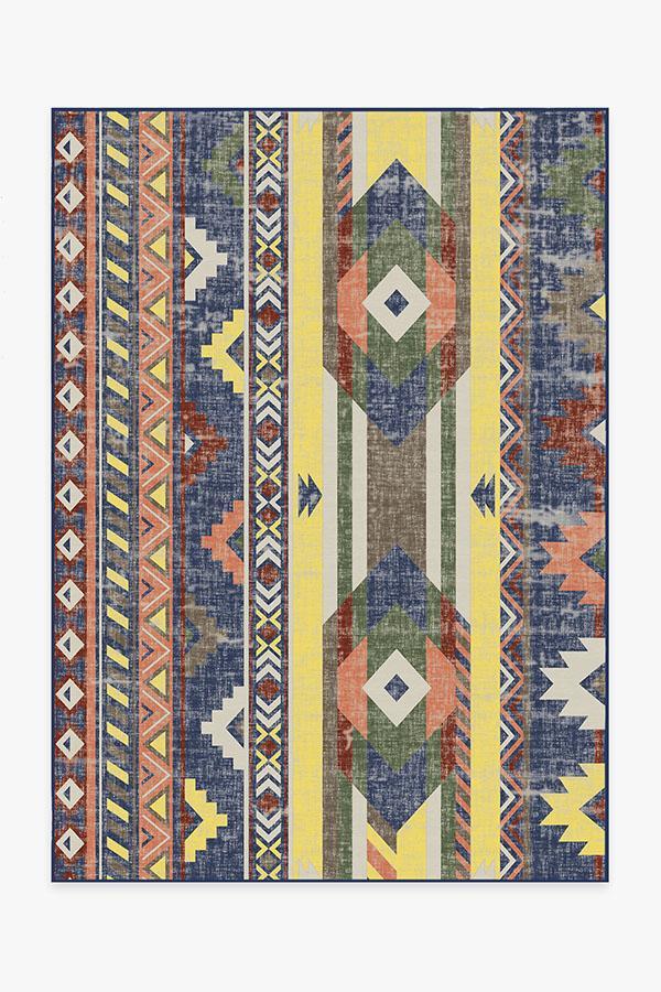 Kilim Batik Navy Rug 5'x7' | Stain-Resistant