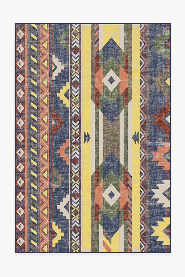 Kilim Batik Navy Rug 6'x9' | Stain-Resistant