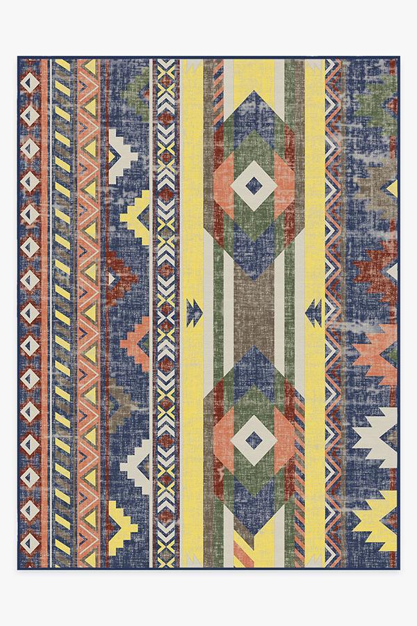 Kilim Batik Navy Rug 9'x12' | Stain-Resistant