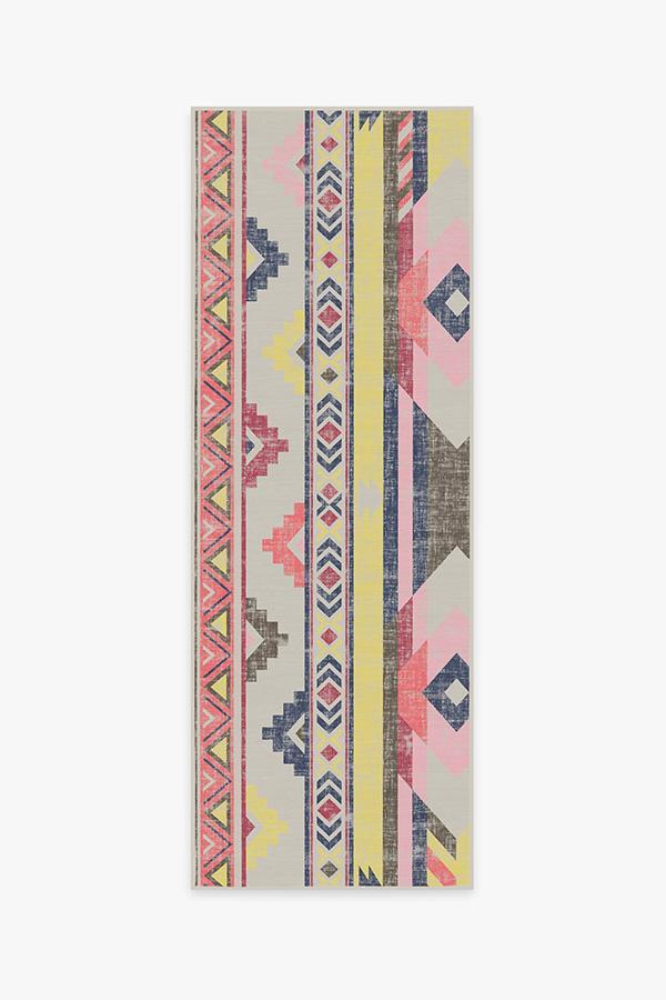 Kilim Batik Pink Rug 2.5'x7' | Stain-Resistant
