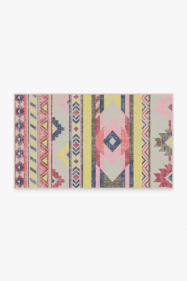 Kilim Batik Pink Rug 3'x5' | Stain-Resistant