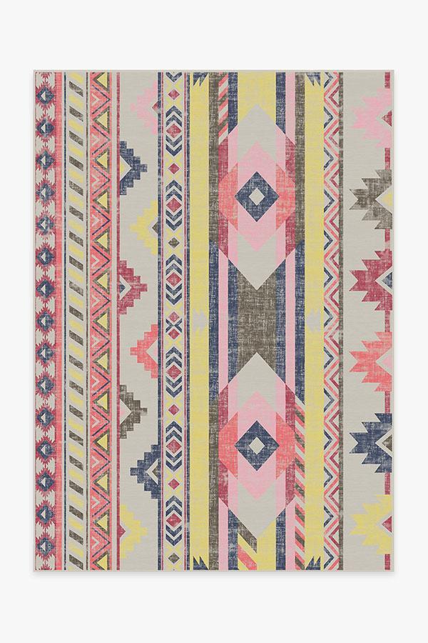 Kilim Batik Pink Rug 5'x7' | Stain-Resistant