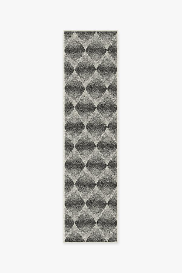 Outdoor Kumo Diamond Black Rug 2.5'x10' | Stain-Resistant