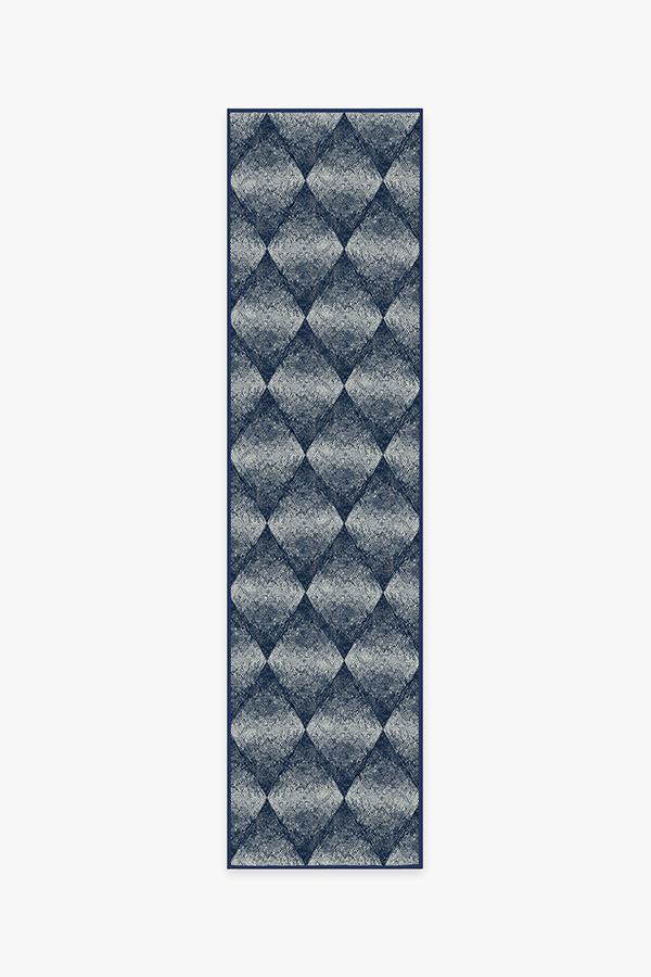 Outdoor Kumo Diamond Navy Rug 2.5'x10' | Stain-Resistant
