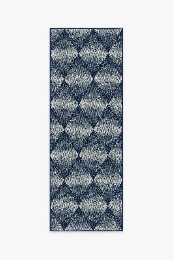Outdoor Kumo Diamond Navy Rug 2.5'x7' | Stain-Resistant