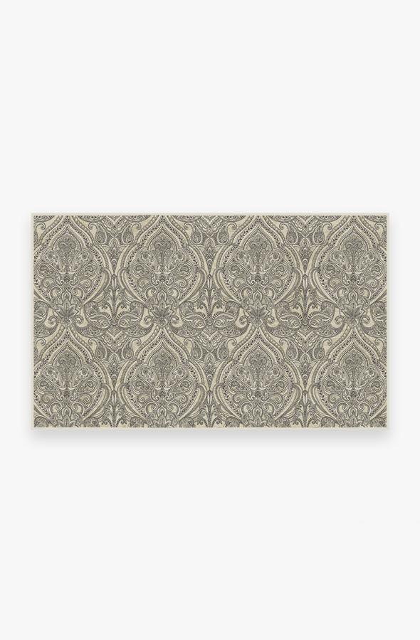 Lacis Damask Black & Ivory Rug 3'x5' | Stain-Resistant
