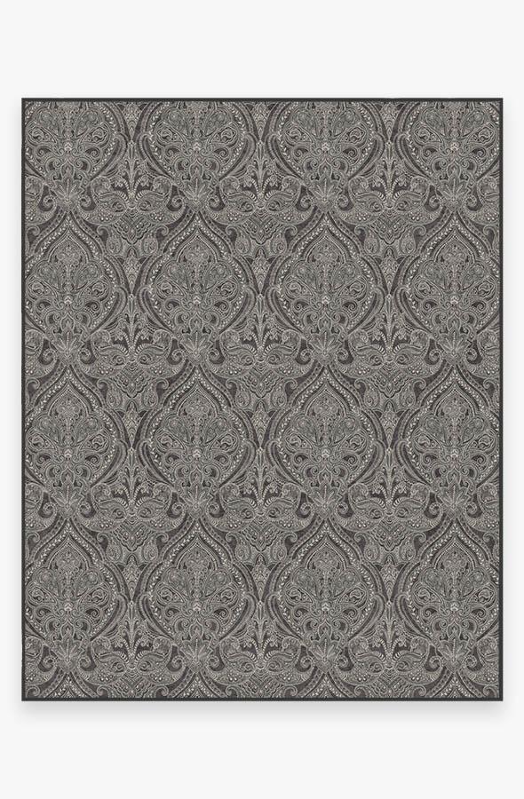 Lacis Damask Charcoal Rug 8'x10' | Stain-Resistant