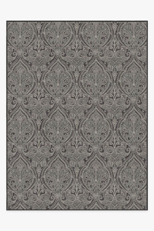 Lacis Damask Charcoal Rug 9'x12' | Stain-Resistant