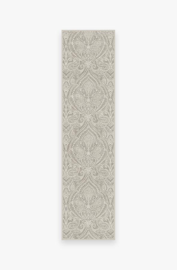 Lacis Damask Stone Rug 2.5'x10' | Stain-Resistant