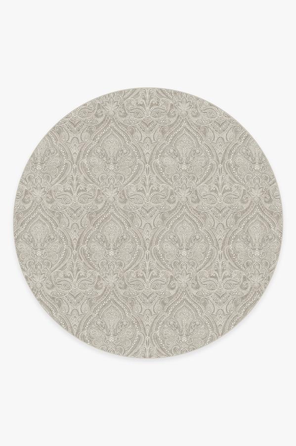 Lacis Damask Stone Rug 8' Round | Stain-Resistant