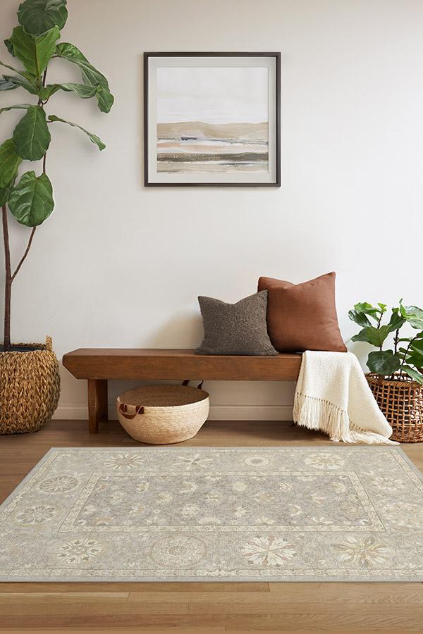 Latiff Creme Rug 3'x5' | Stain-Resistant
