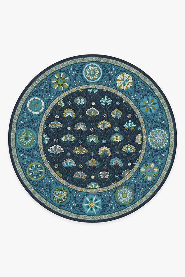 Latiff Midnight Blue Rug 8' Round | Stain-Resistant