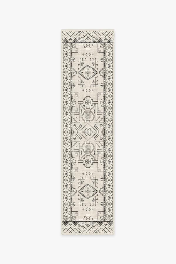Leelu Black & White Rug 2.5'x10' | Stain-Resistant
