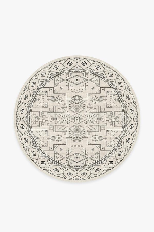 Leelu Black & White Rug 6' Round | Stain-Resistant