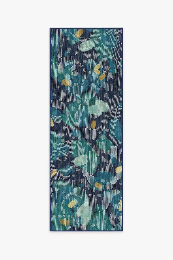 Leona Midnight Blue Rug 2.5'x10' | Stain-Resistant