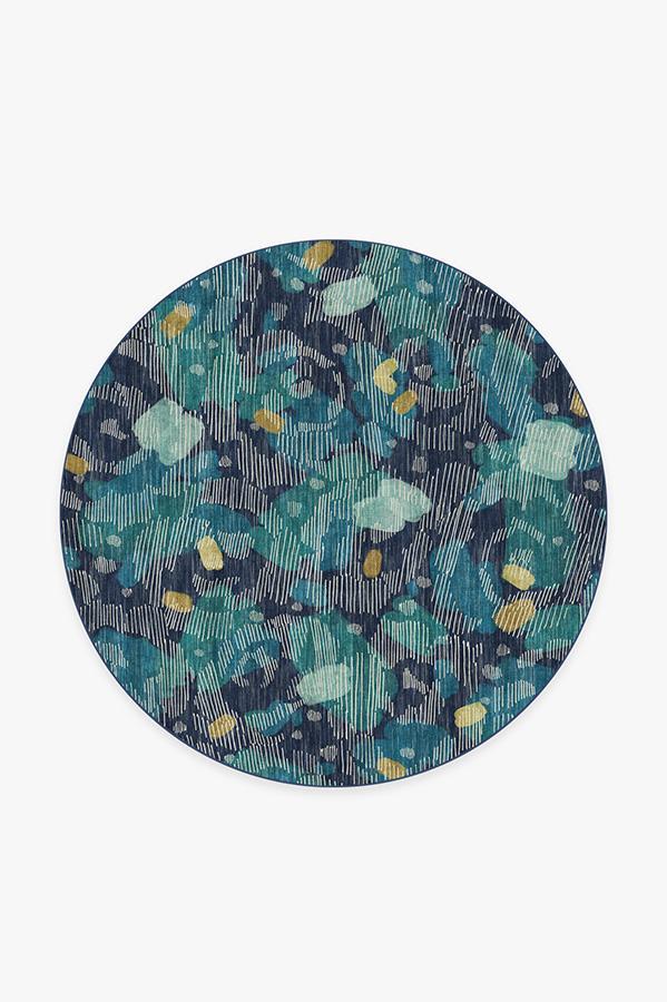 Leona Midnight Blue Rug 6' Round | Stain-Resistant