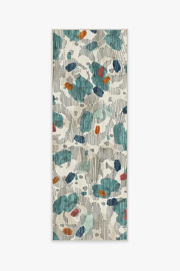 Leona Teal Rug 2.5'x7' | Stain-Resistant
