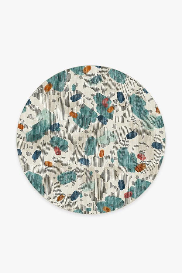 Leona Teal Rug 6' Round | Stain-Resistant