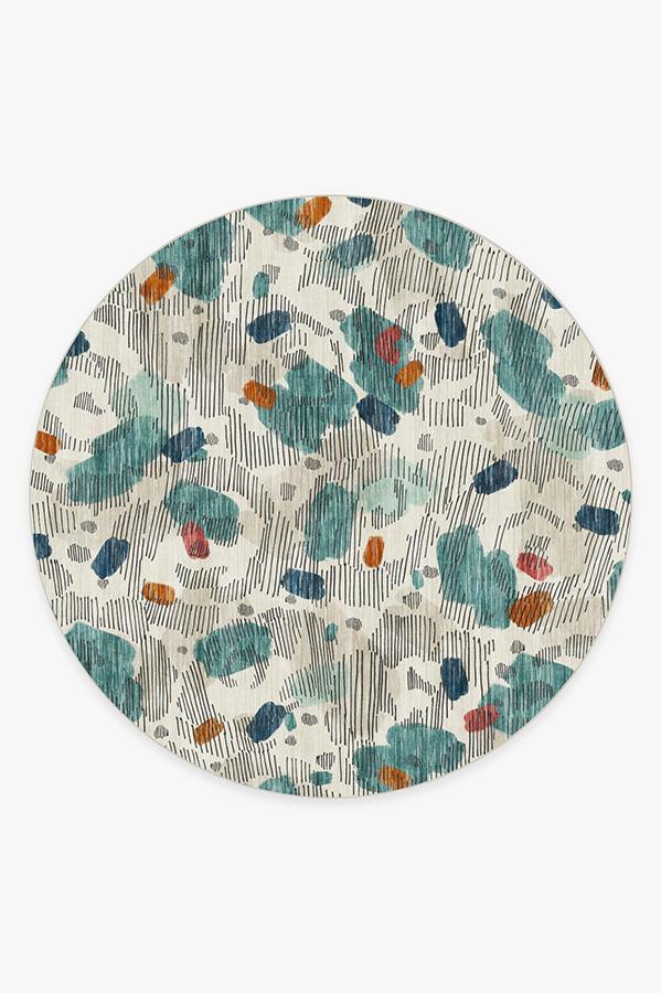 Leona Teal Rug 8' Round | Stain-Resistant