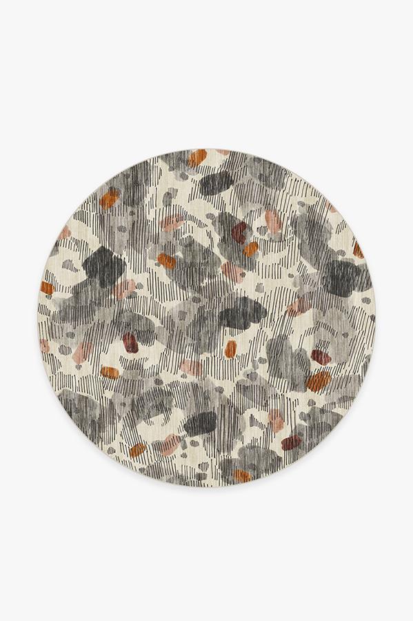 Leona Warm Grey Rug 6' Round | Stain-Resistant