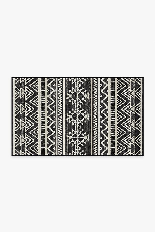 Linear Aztec Black Rug 3'x5' | Stain-Resistant