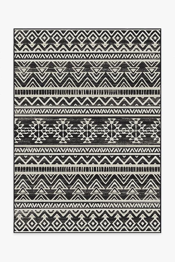 Linear Aztec Black Rug 5'x7' | Stain-Resistant