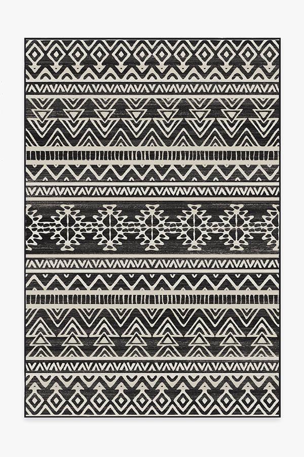Linear Aztec Black Rug 6'x9' | Stain-Resistant