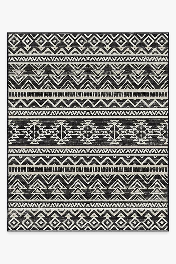 Linear Aztec Black Rug 8'x10' | Stain-Resistant