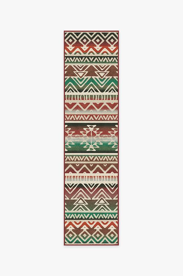 Linear Aztec Holiday Rug 2.5'x10' | Stain-Resistant