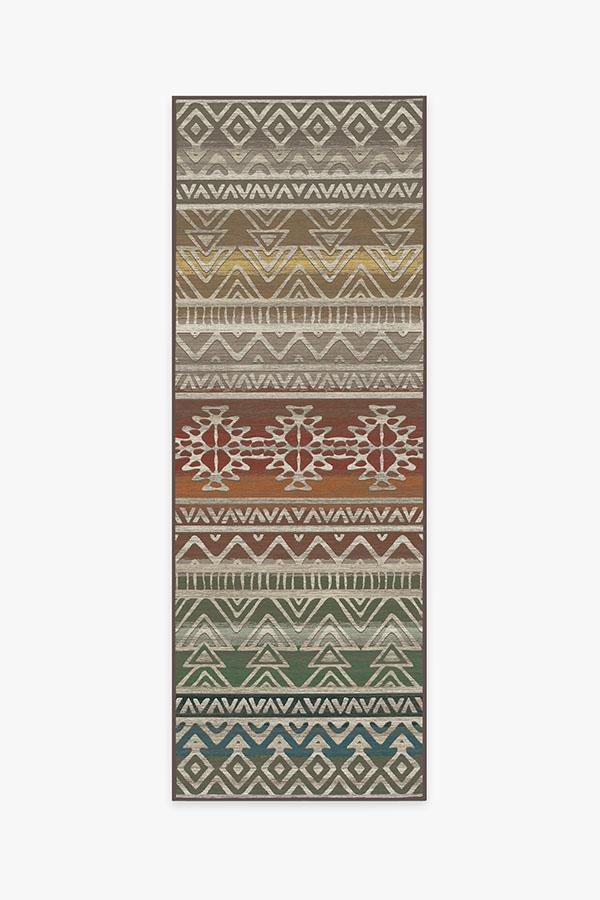 Linear Aztec Multicolor Rug 2.5'x10' | Stain-Resistant